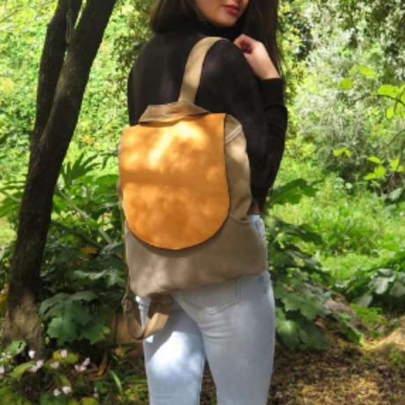 VEGAN Yellow Large Women\'s Backpack Size M
